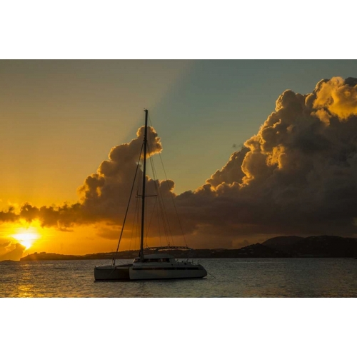 USA Virgin Islands Sailboat moored in Frank Bay